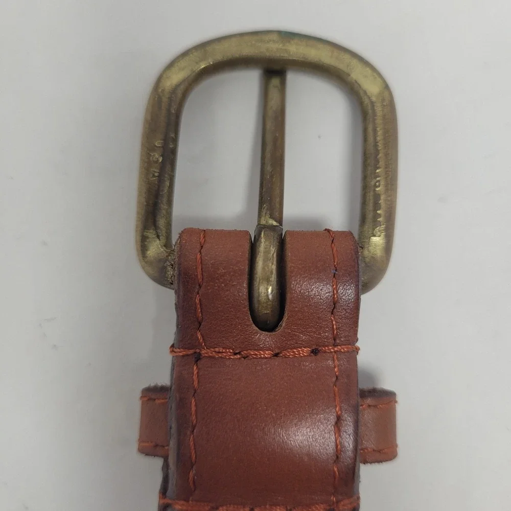 Smathers & Branson Belt 42 Blue Red Shotshells Needlepoint Leather Brass Buckle